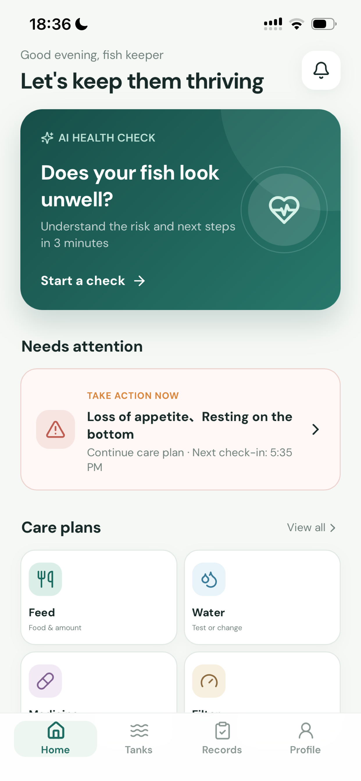 FishCare AI app screenshot